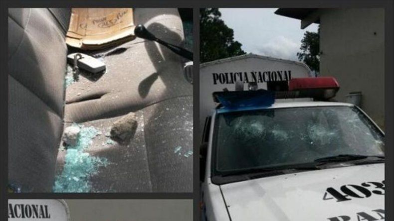 Indígenas vandalizan patrulla de la PN tras cierre de cantina en Bugaba