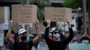 Los jóvenes protestaron este miércoles.