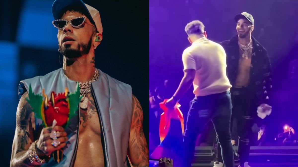 Anuel AA reacciona a un fan con bandera LGBT