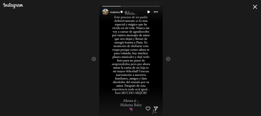 Historia de Instagram de Maluma Historia de Instagram de Maluma