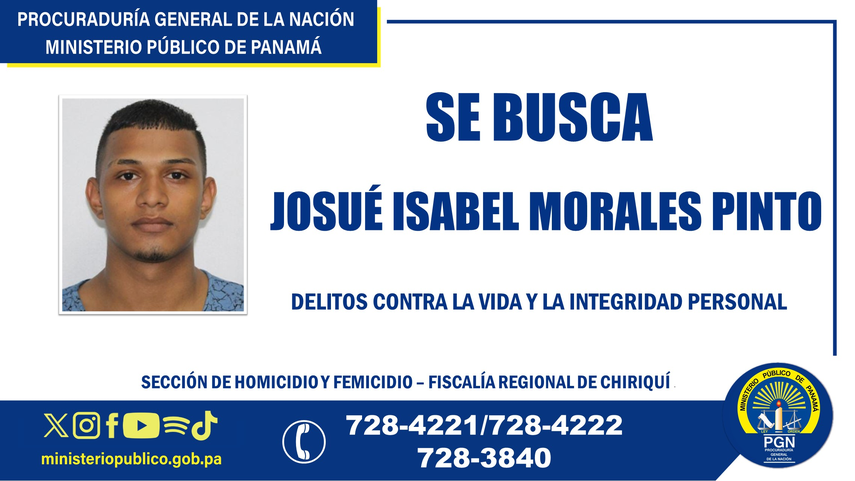 Ministerio Público busca a Josué Isabel Morales Pinto