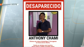 Familiares buscan a Anthony Chami, joven desaparecido en La Chorrera.