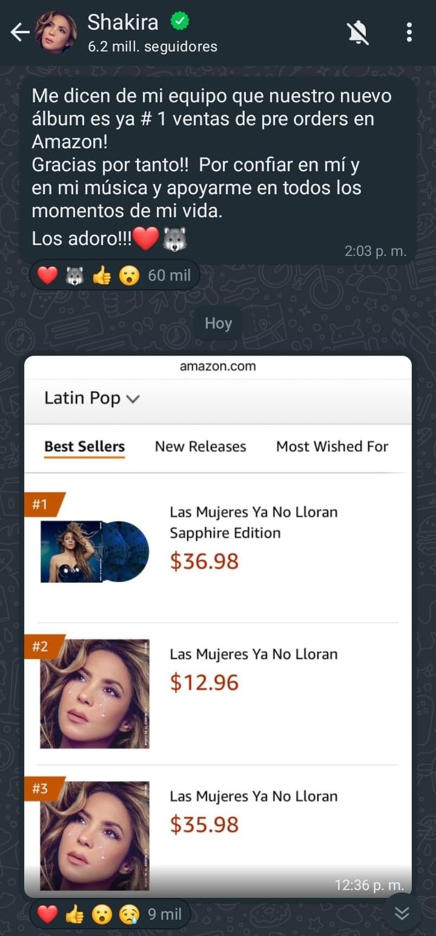 Canal de WhatApp de Shakira Canal de WhatApp de Shakira