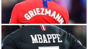 Tarjeta roja al nombre Griezmann Mbappé para un bebé en Francia