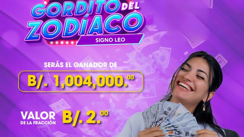 Lotería Nacional de Panamá confirma sorteo del Gordito del Zodíaco de agosto.