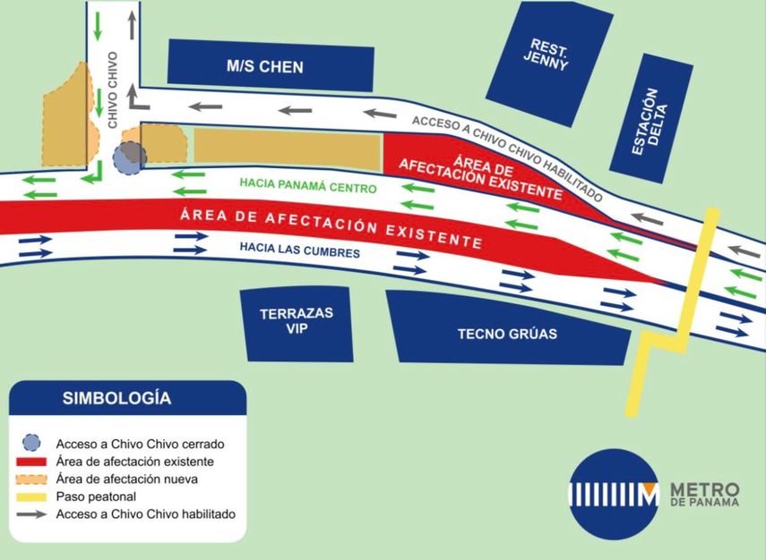 Vistas del cierre parcial en la zona de Panamá Norte.&nbsp;