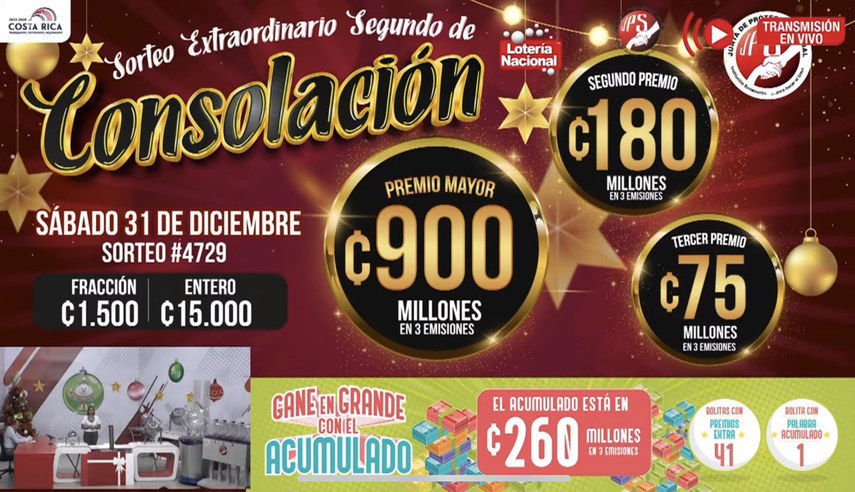 Resultados de la lotería tica del 30 de diciembre.