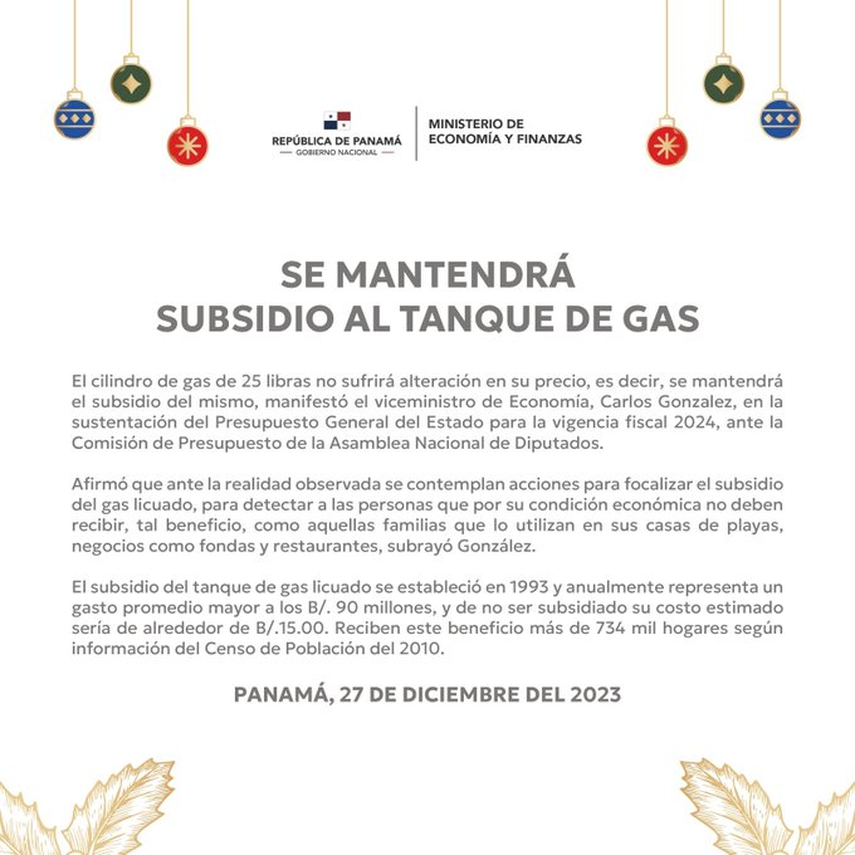 ¡Buena noticia! Subsidio del tanque de gas se mantendrá en el 2024 ¡Buena noticia! Subsidio del tanque de gas se mantendrá en el 2024