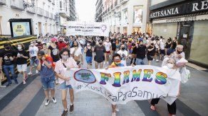Manifestación en Madrid para condenar la brutal agresión que acabó el sábado con la vida del joven Samuel Luiz, de 24 años.