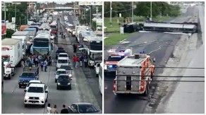 Vuelco de camión cisterna provoca tranque en la Vía Panamericana Vuelco de camión cisterna provoca tranque en la Vía Panamericana