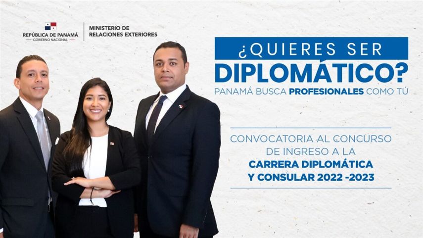 Afiche de convocatoria para concurso de ingreso a Carrera Diplomática y Consular.