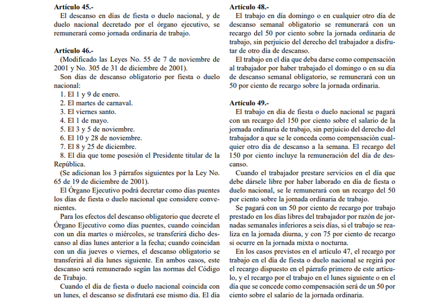 Artículos referidos por el Código de Trabajo Artículos referidos por el Código de Trabajo
