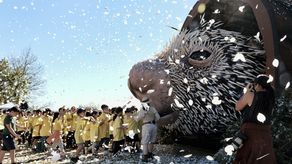 Un puercoespín de cola prensil real estuvo en el Parque Elysian cerca del Dodger Stadium.