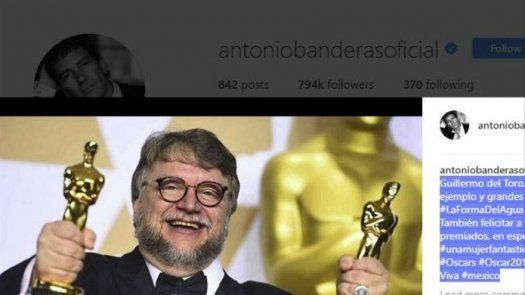 Banderas celebra el triunfo de Guillermo del Toro y del cine chileno en los Óscar