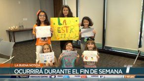 Niñas elaboran carteles con mensajes para apreciar la lluvia de estrellas el fin de semana