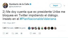 Uribe bloquea en Twitter a exjefe negociador del Gobierno colombiano con FARC