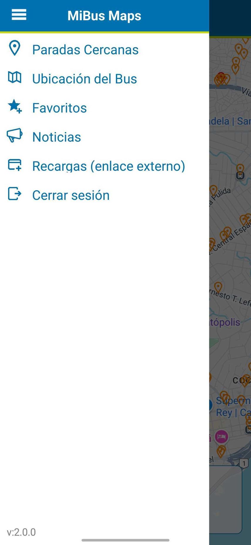 Funciones de la aplicación de Mi Bus. Funciones de la aplicación de Mi Bus.