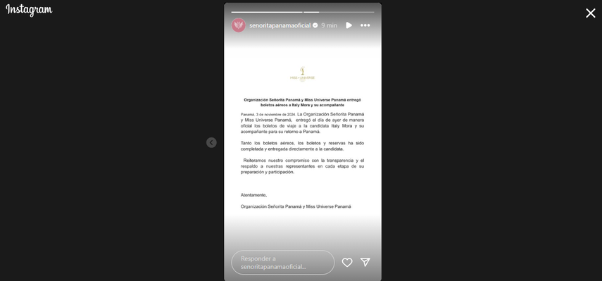 Comunicado oficial de la Organización Señorita Panamá. Comunicado oficial de la Organización Señorita Panamá.