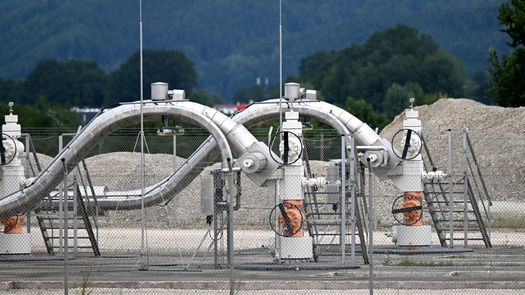 Las instalaciones de la estación de almacenamiento de gas Haidach cerca de Strasswalchen, Austria.