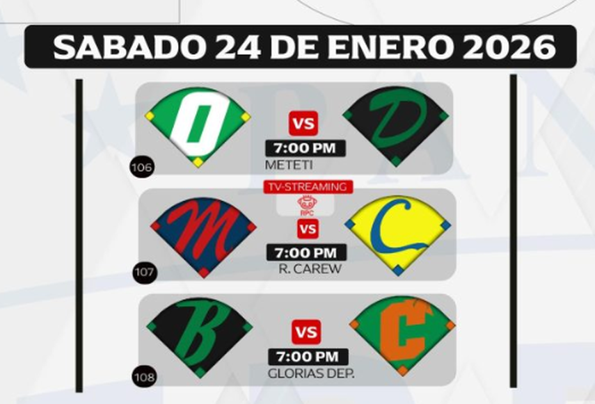 Partidos programados para el sábado 24 de enero.