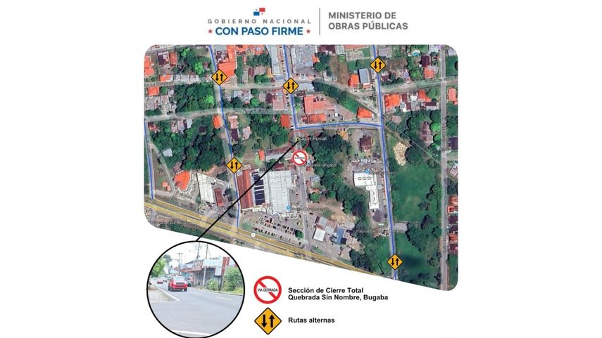 MOP anuncia cierre total de la calle Primera Este en Bugaba por 30 días