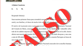 Arquidiócesis de Panamá anuncia de falsas solitudes de donación en nombre de sacerdote