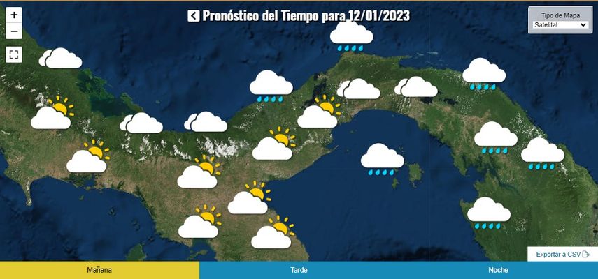 Gráfica del Pronóstico del Tiempo durante la mañana de hoy jueves 12 de enero