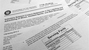 ¿Bebidas alcohólicas con datos nutricionales?