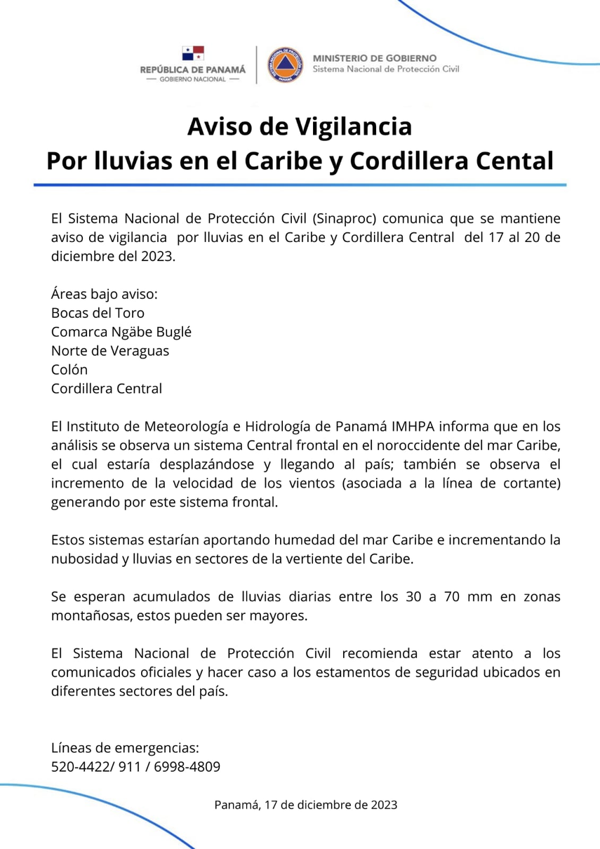 Aviso de prevención por lluvias hasta el 20 de diciembre Aviso de prevención por lluvias hasta el 20 de diciembre