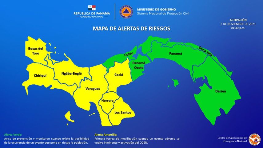 La alerta amarilla está dirigida a Bocas del Toro