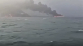 Incendio y colisión entre petrolero y carguero&nbsp;
