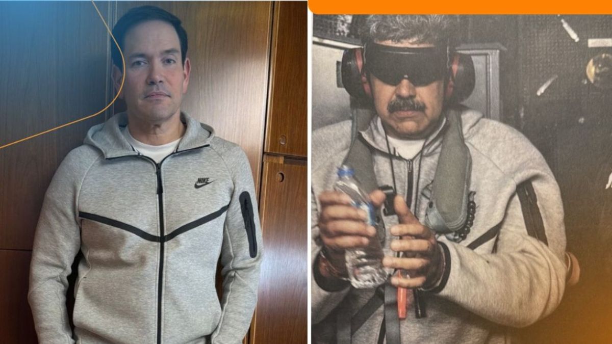 El secretario de Estado de EE. UU., Marco Rubio, posa con el atuendo que usó Nicolás Maduro durante su captura. El secretario de Estado de EE. UU., Marco Rubio, posa con el atuendo que usó Nicolás Maduro durante su captura.