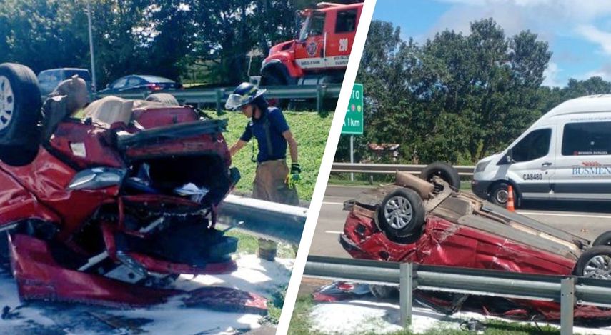 Personal del Cuerpo de Bomberos de Panamá atendió el llamado tras recibir reporte del accidente registrado en el Corredor Sur.