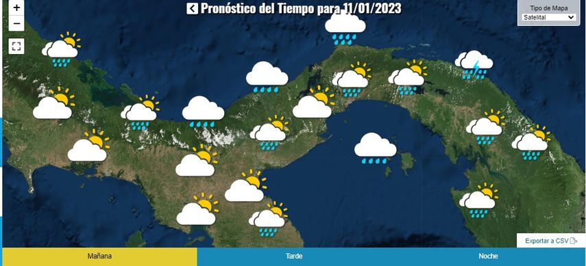 Gráfica del Pronóstico del Tiempo en Panamá durante la mañana