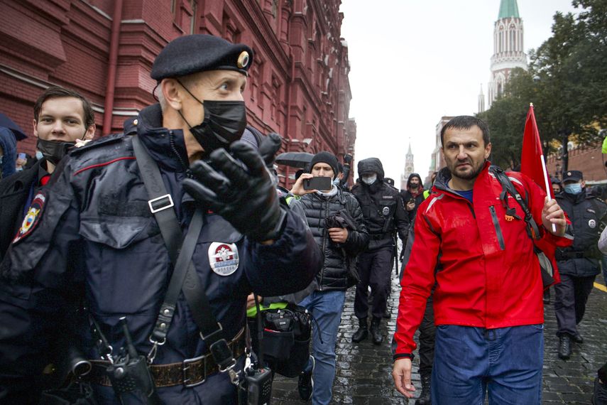 Manifestación organizada por el Partido Comunista de Rusia.