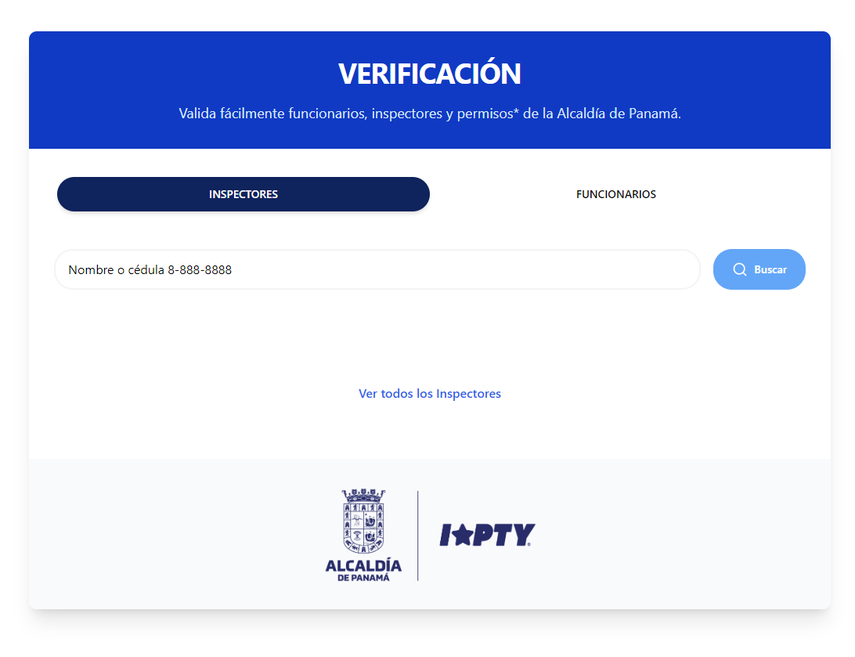Verificación de funcionarios desde el portal web de la Alcaldía de Panamá. Verificación de funcionarios desde el portal web de la Alcaldía de Panamá.