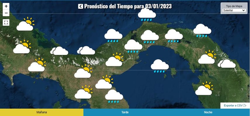 Gráfica del pronóstico del tiempo durante la mañana de hoy 3 de enero del 2023
