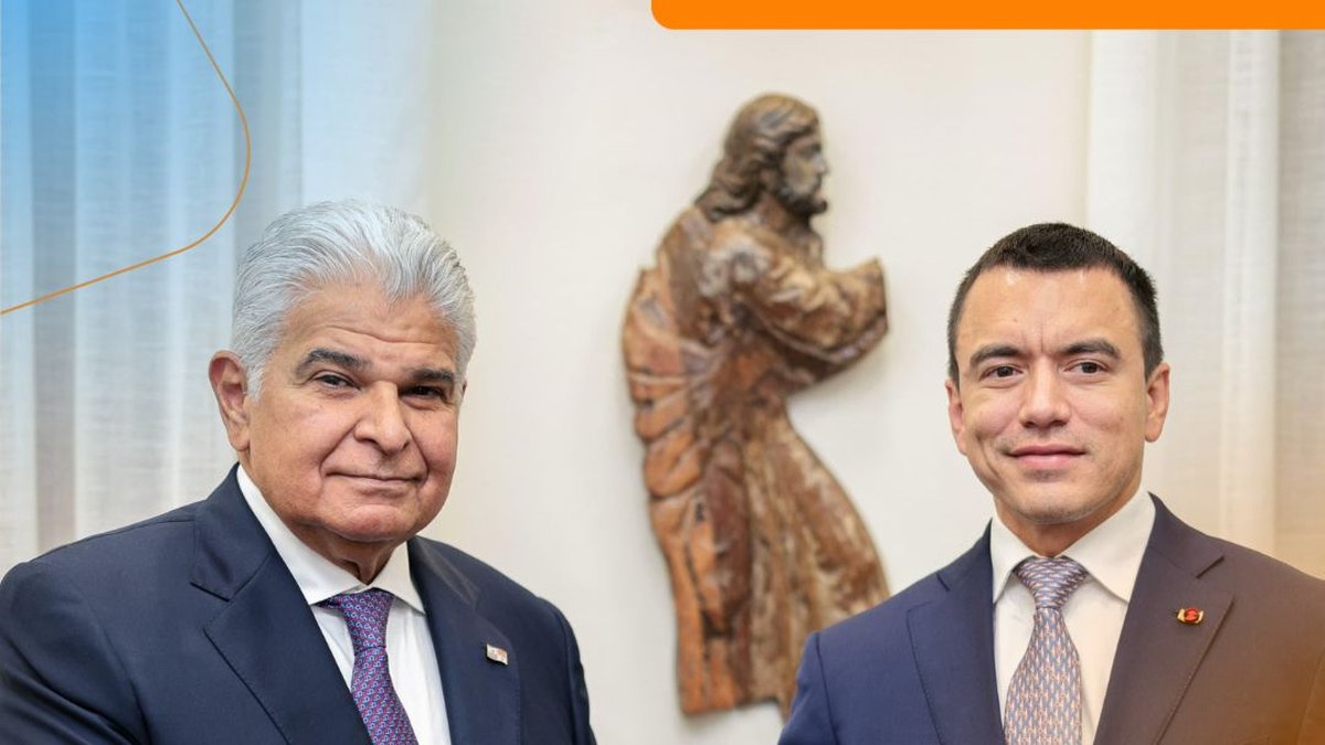 Presidente José Raúl Mulino junto a su homológo de Ecuador, Daniel Noboa.