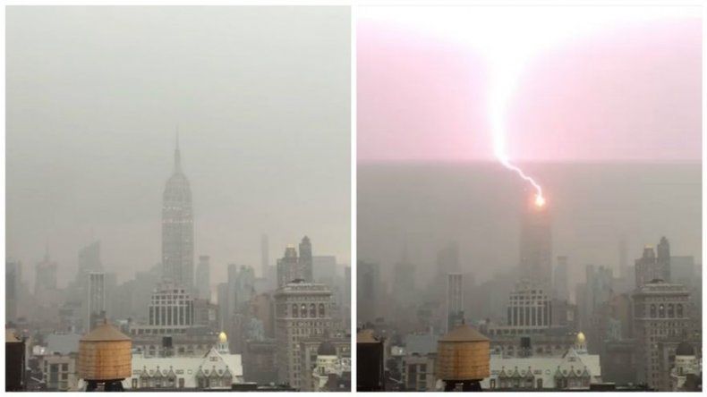 Captan en vídeo rayo cayendo en el Empire State