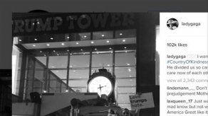 Lady Gaga protesta por el resultado electoral en la Torre Trump