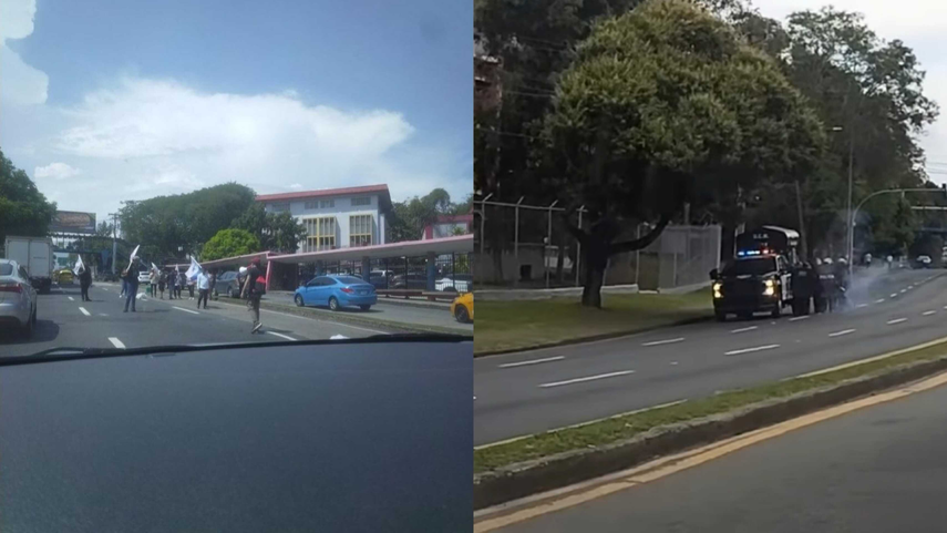 Manifestantes cierran la vía Transístmica en ambas direcciones.