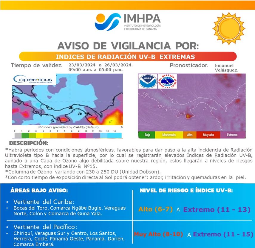 IMHPA advierte sobre índices extremos de radiación IMHPA advierte sobre índices extremos de radiación