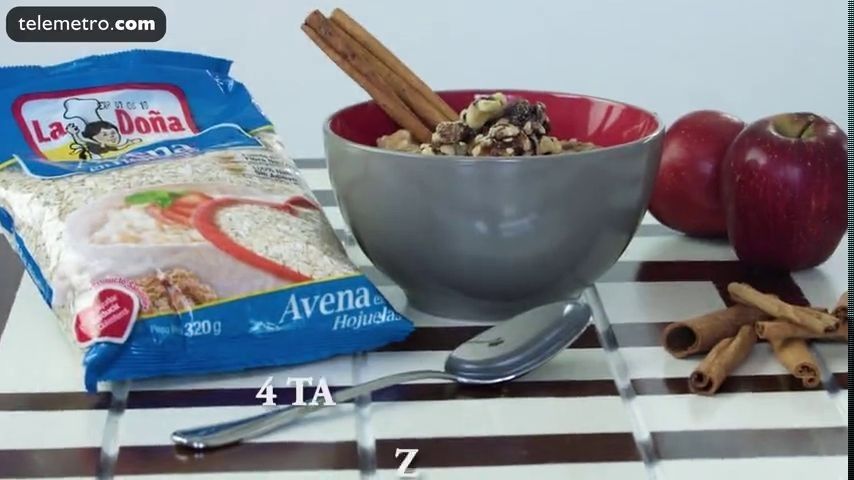 Avena con trozos de manzana