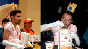El hombre fue junto a su novia al cine disfrazado de la princesa Peach