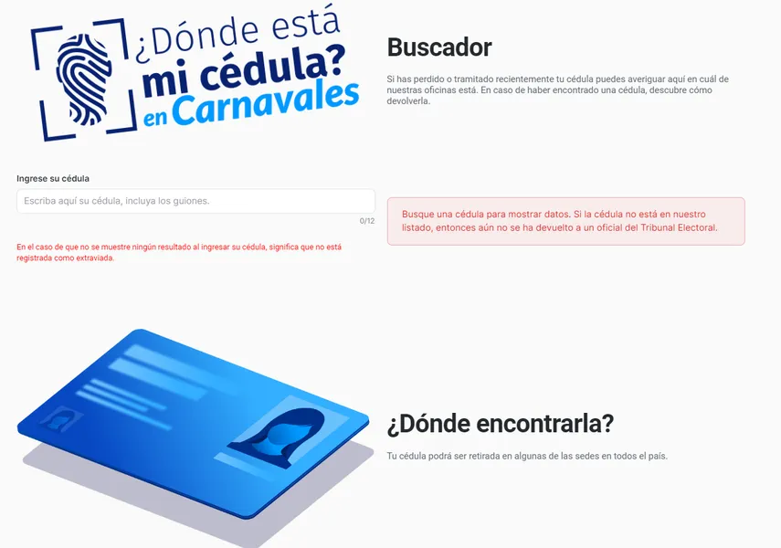 Portal ¿Dónde está mi cédula?