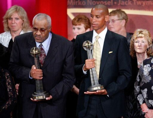 Reggie Miller y Don Nelson en Salón de la Fama de la NBA