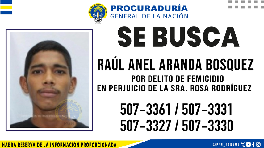 Autoridades buscan a joven presuntamente vinculado al femicidio de la joven Rosa Rodríguez Rose.