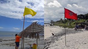 La bandera roja y amarilla es colocada en playas y ríos por fuertes oleajes y altas mareas. La bandera roja y amarilla es colocada en playas y ríos por fuertes oleajes y altas mareas.