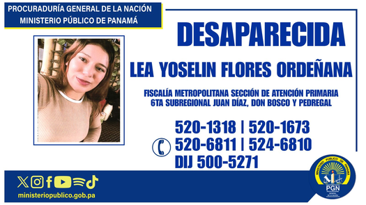 Ministerio Público solicita ayuda para ubicar a la joven Lea Yoselin Flores, desaparecida en Pedregal. Ministerio Público solicita ayuda para ubicar a la joven Lea Yoselin Flores, desaparecida en Pedregal.