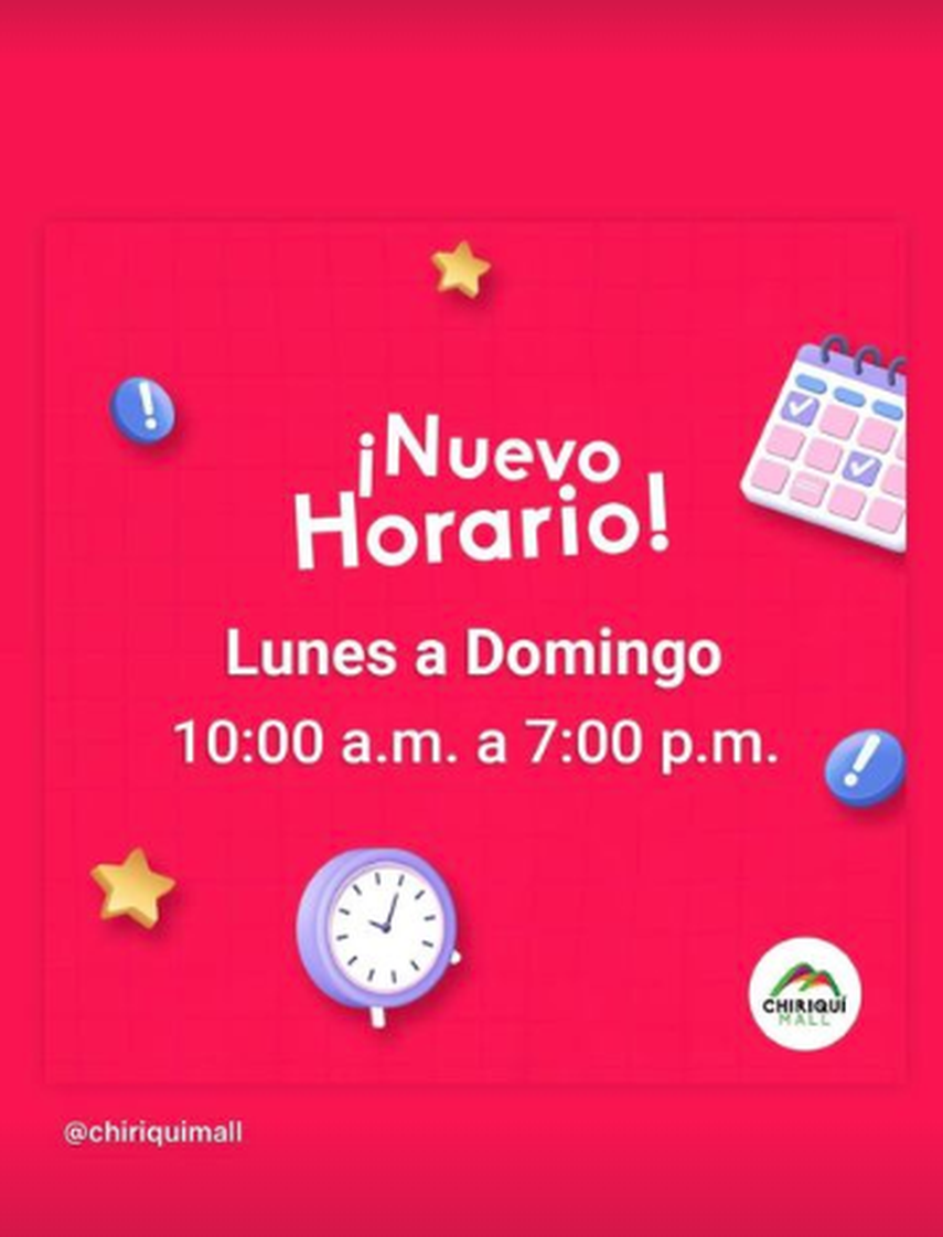 Horarios de Chiriquí Mall Horarios de Chiriquí Mall